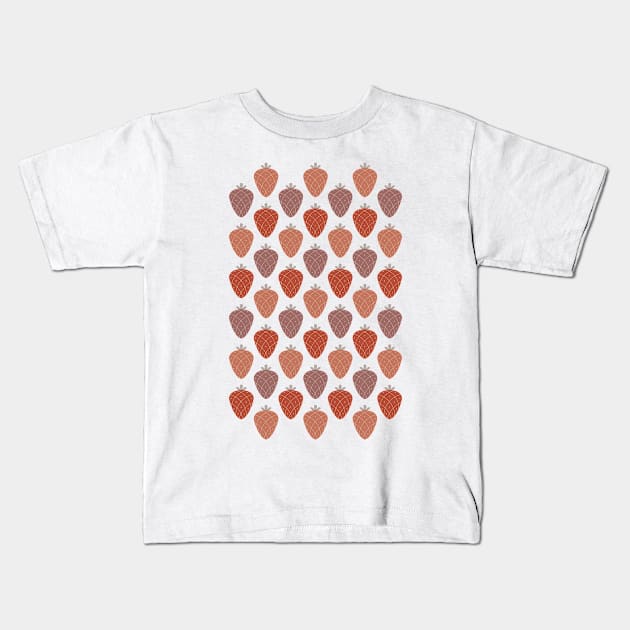 Strawberry pattern in natural shades Kids T-Shirt by lents